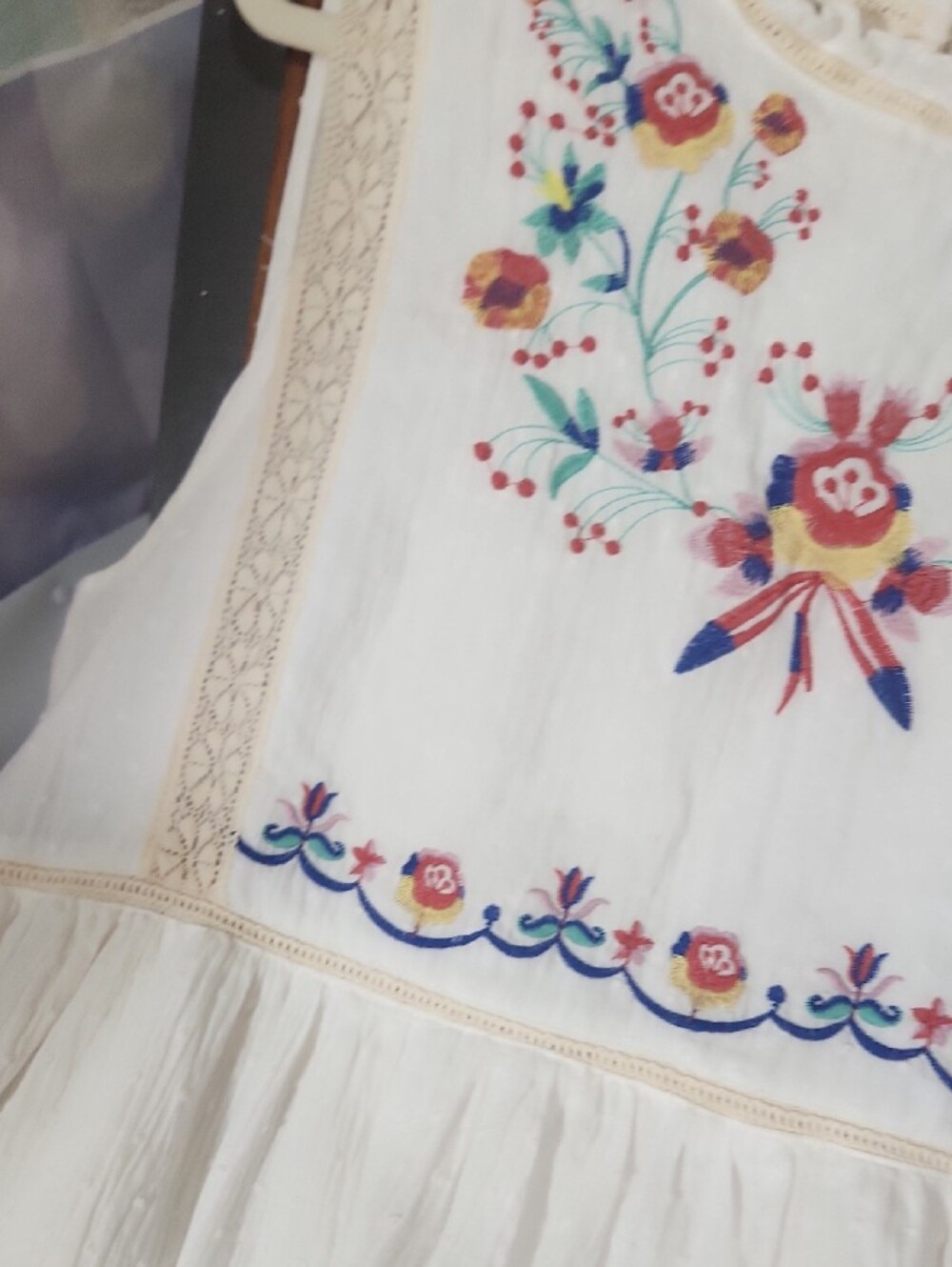 Umgee White Mini Dress with Red, Yellow & Blue Floral Embroidery 🌟call out - Picture 3 of 16